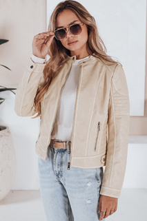 Ženska usnjena jakna ROCKMISS beige Dstreet TY5226