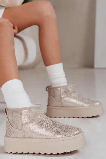 Ženski semiš snežni škornji beige Dstreet ZY1293