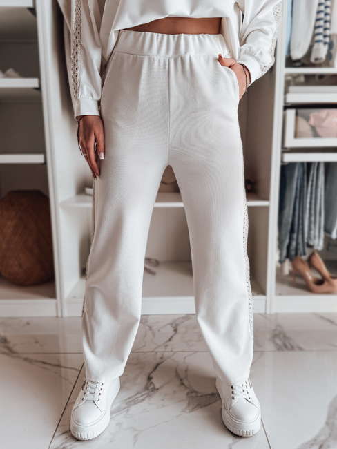 Ženske široke hlače LUXEEN ecru Dstreet UY2521