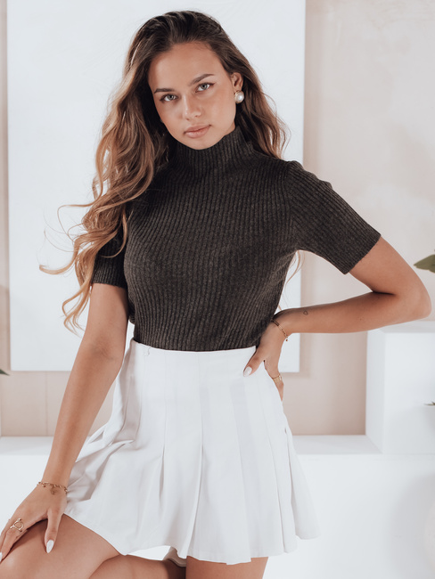 Ženski pulover s kratkimi rokavi GIRLGLORY rjave barve Dstreet MY2554