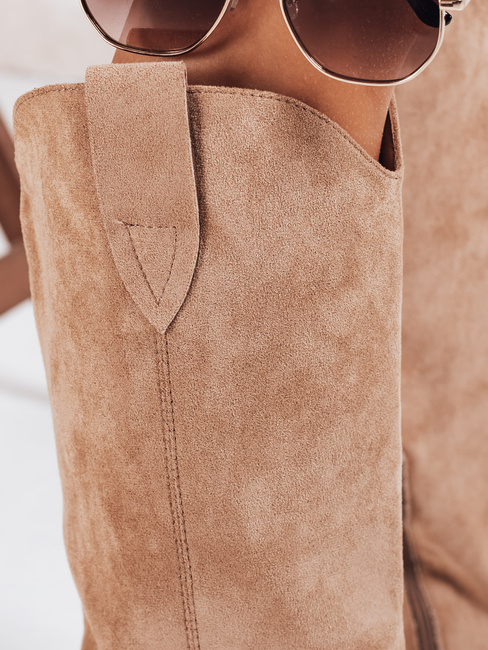 Ženski kavbojski škornji iz semiša, bež Dstreet ZY1203