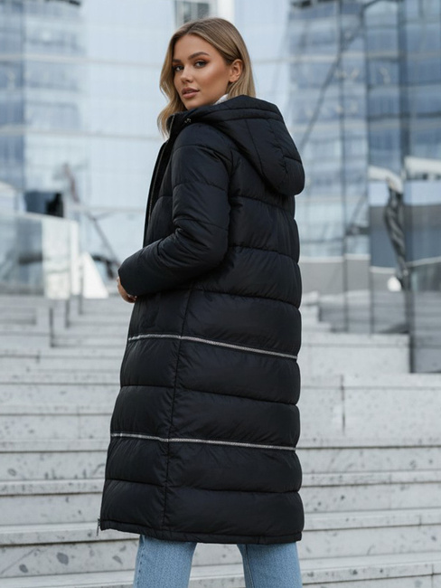 Ženska zimska dolga jakna mornarsko modra Dstreet TY5467