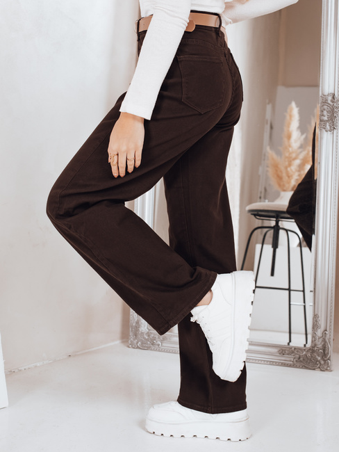Kavbojke s širokimi nogavicami rjave barve Dstreet UY2842