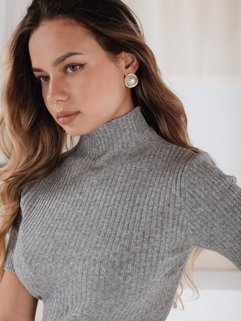 Ženski pulover s kratkimi rokavi GIRLGLORY siva Dstreet MY2551