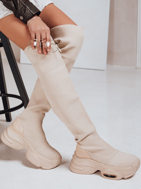 Ženski škornji z nogavicami beige Dstreet ZY1322