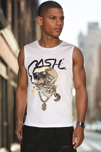 Moška srajca brez rokavov bela Dstreet RX5654