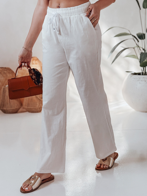 Ženske priložnostne hlače s širokimi nogami BOHO DAY white Dstreet UY2652