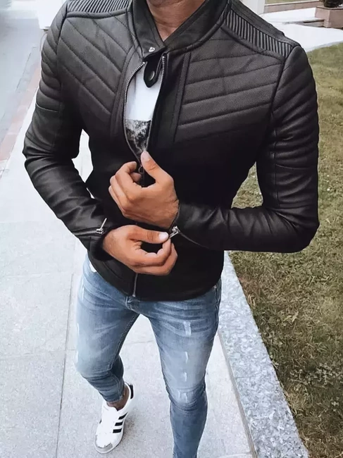 Moška usnjena jakna črna Dstreet TX4243