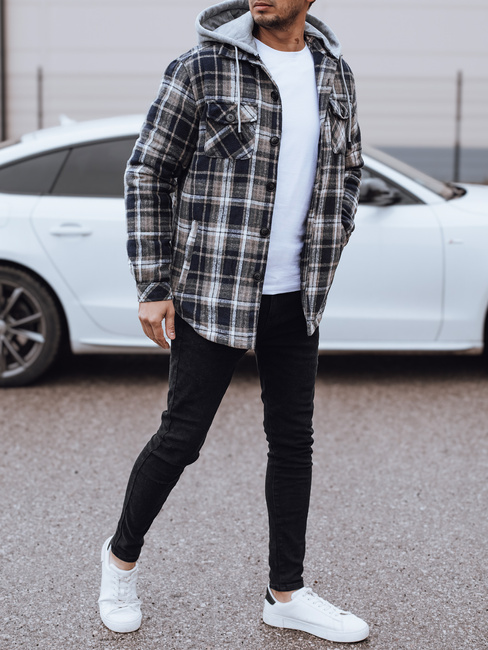 Moška jakna s kapuco mornarsko modra Dstreet TX4959