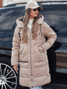 Ženska zimska jakna NORFFI dolga prešita s kapuco bež Dstreet TY4662
