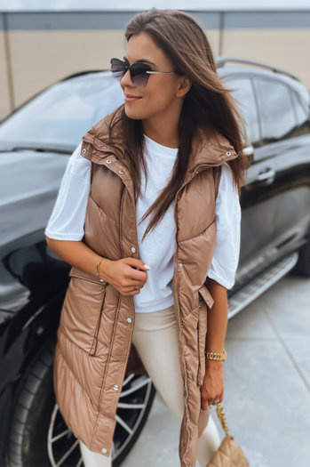 Ženski brezrokavnik MARIEL camel Dstreet TY3016