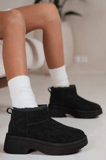 Ženski snežni škornji z debelim podplatom črni Dstreet ZY1284