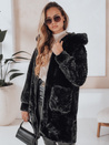 MISSFLUFF ženski krznen plašč črne barve Dstreet TY4982