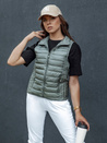 Ženski prešiti telovnik s stoječim ovratnikom STYLISHZ zelen Dstreet TY4448