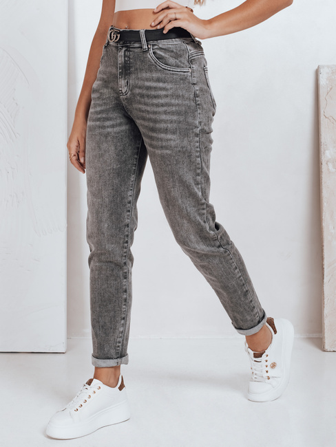 Ženske kavbojke mom fit sive barve Dstreet UY2751