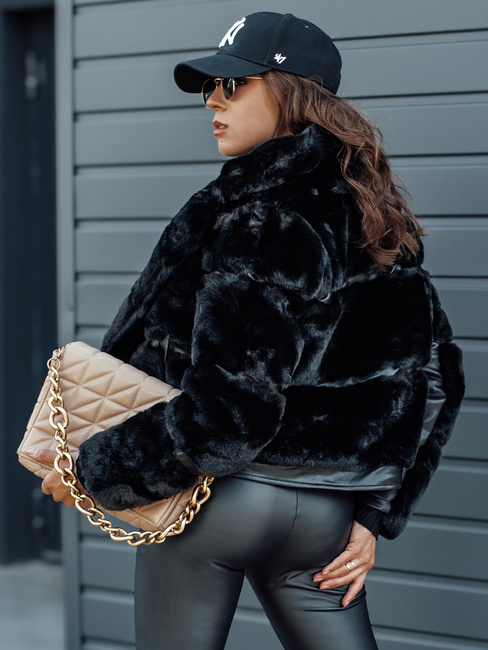 Ženska zimska krznena jakna SAVARA black Dstreet TY4693