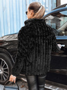 Ženska krznena jakna s kapuco črna Dstreet TY5276