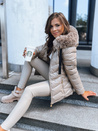 Ženska prešita zimska jakna s kapuco MIRIAL beige Dstreet TY3770