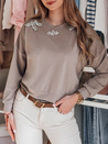 Ženska bluza z dolgimi rokavi v barvi maslene sivke CRYSTALIA mocha Dstreet RY2770