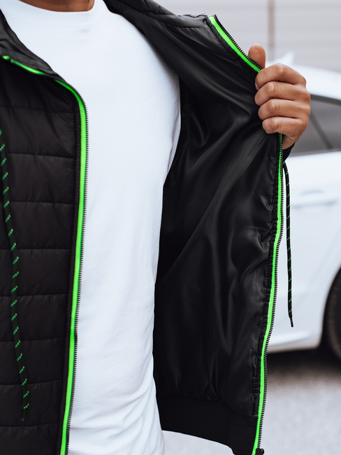 Moška prehodna prešita jakna s kapuco črna Dstreet TX4920