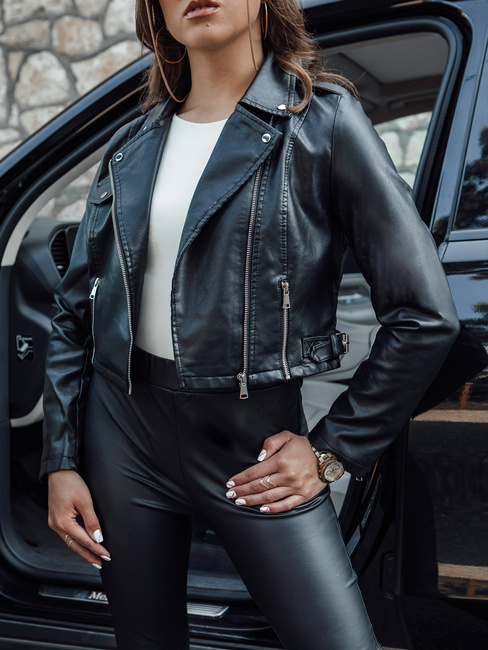 Ženska usnjena jakna kratka prehodna ramones BARBADOS black Dstreet TY4549