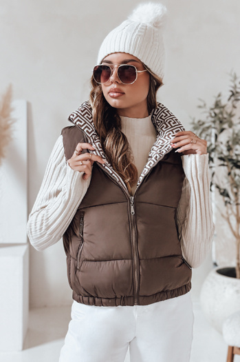 URBANELLE ženski prešiti telovnik svetlo rjave barve Dstreet TY4971