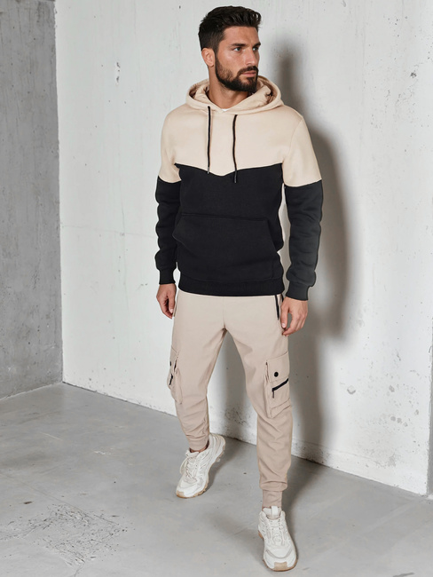 Moška osnovna jopa s kapuco bež Dstreet BX5880