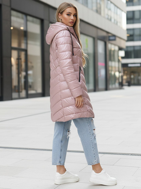 Ženska zimska jakna dolga prešita vijolična Dstreet TY5505