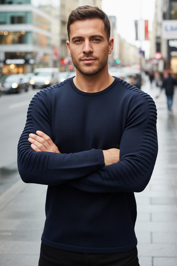 Moški pulover v mornarsko modri barvi WX2297z