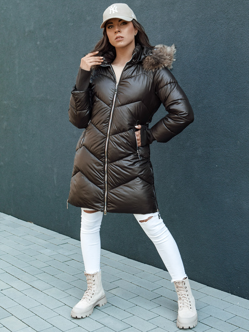 Kurtka zimowa damska pikowana LAGOON mokka Dstreet TY4500