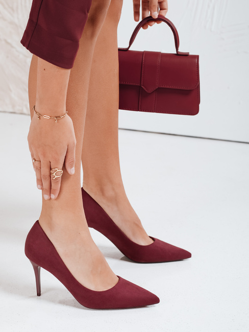 Ženske črpalke stiletto burgundske barve Dstreet ZY1073