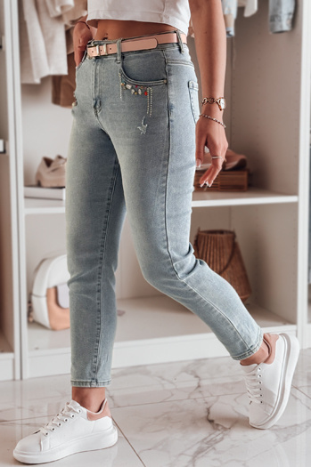 Ženske oprijete kavbojke BLINGBLING blue Dstreet UY2451