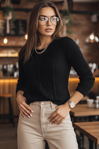 Ženski dolgi pulover MIRA Barva Črna  DSTREET MY1830