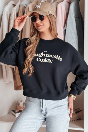 Ženska bluza prevelike velikosti s potiskom COOKIES mornarsko modra Dstreet BY1447