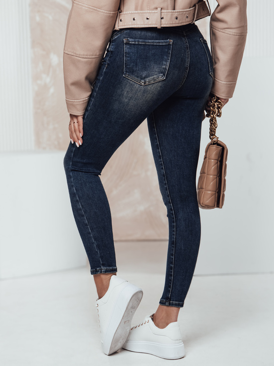 Ženske jeans hlače PUSHFIT push up mornarsko modra Dstreet UY2320