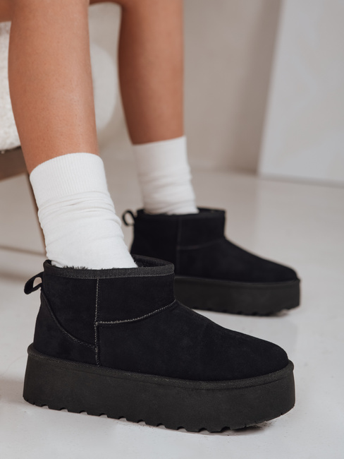 Ženski črni semiš snežni škornji Dstreet ZY1283