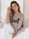 Ženski pulover CHICPAWS s pasjo aplikacijo v bež barvi Dstreet MY2543