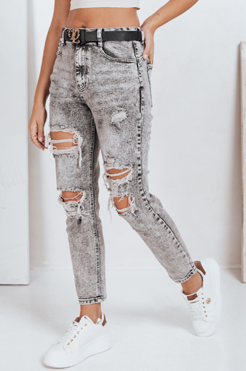 Ženske push up kavbojke z luknjami sive barve Dstreet UY2780