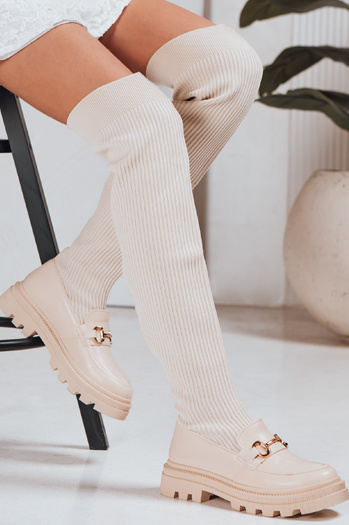 Ženski škornji z nogavicami beige Dstreet ZY1323