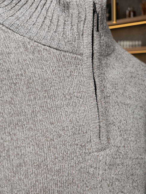 Moški pulover s pokončnim ovratnikom svetlo sive barve Dstreet WX2350