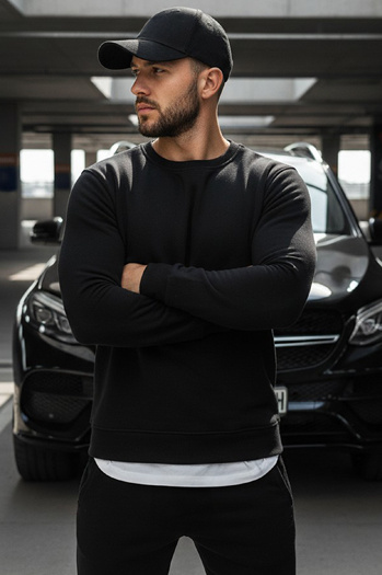 Moška gladek jopa Barva Črna DSTREET BX2416