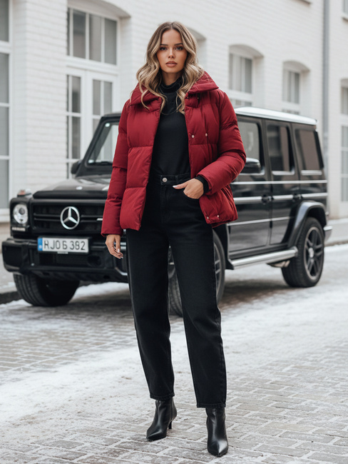 LARO ženska prešita zimska bunda bordo barve Dstreet TY4957