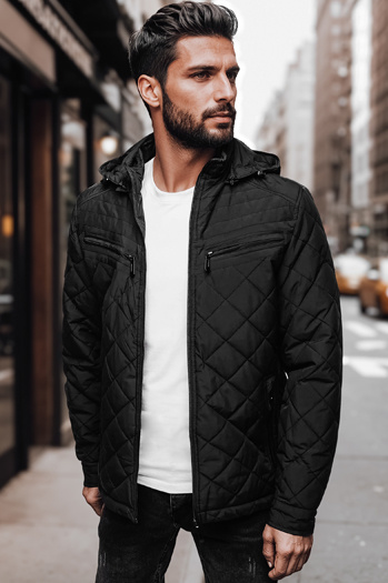 Moška prehodna jakna s kapuco črna Dstreet TX4991