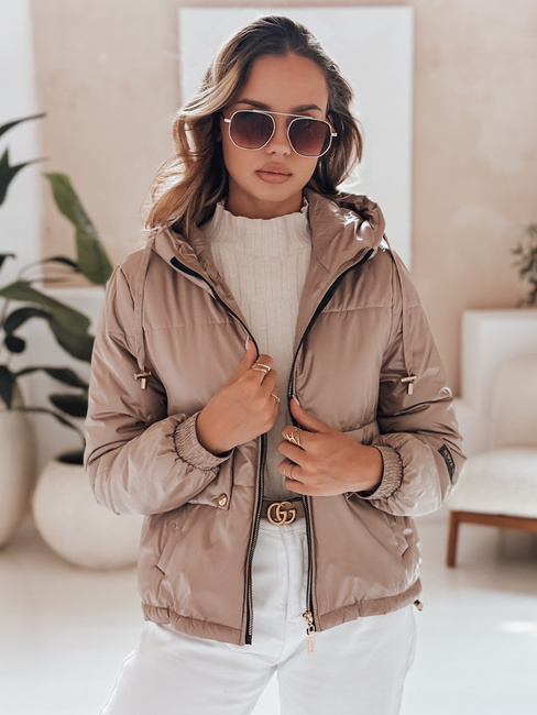 Ženska prešita jakna s kapuco ARON camel Dstreet TY4398