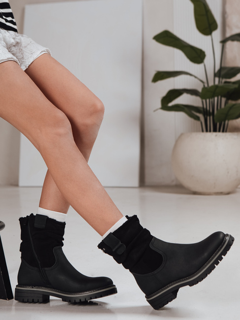 Ženski semiš škornji črni Dstreet ZY1277