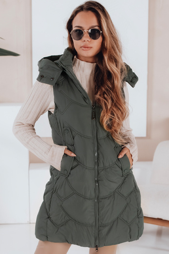 Ženski izolirani prešiti zeleni telovnik Dstreet TY5103