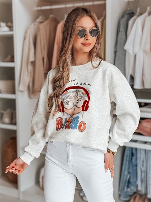 Ženska bluza s potiskom LALA VIBE siva Dstreet BY1503