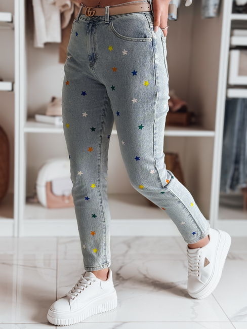 Ženske jeans hlače tankega kroja v barvi SHINYFIT stars blue Dstreet UY2452