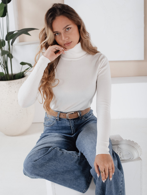 Ženski pulover z rolojem VANORIA white Dstreet MY2491