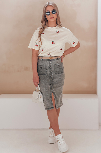 Desno midi krilo GUZIKOVA siva Dstreet CY0510